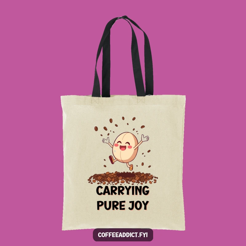 Funny Coffee Bean Leap Tote Bag: Durable Cartoon Bag for Coffee Runs, Funny Gifts