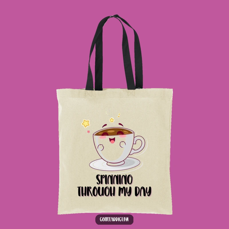 Funny Coffee Saucer Tote Bag - Spinning Design, Chic & Practical