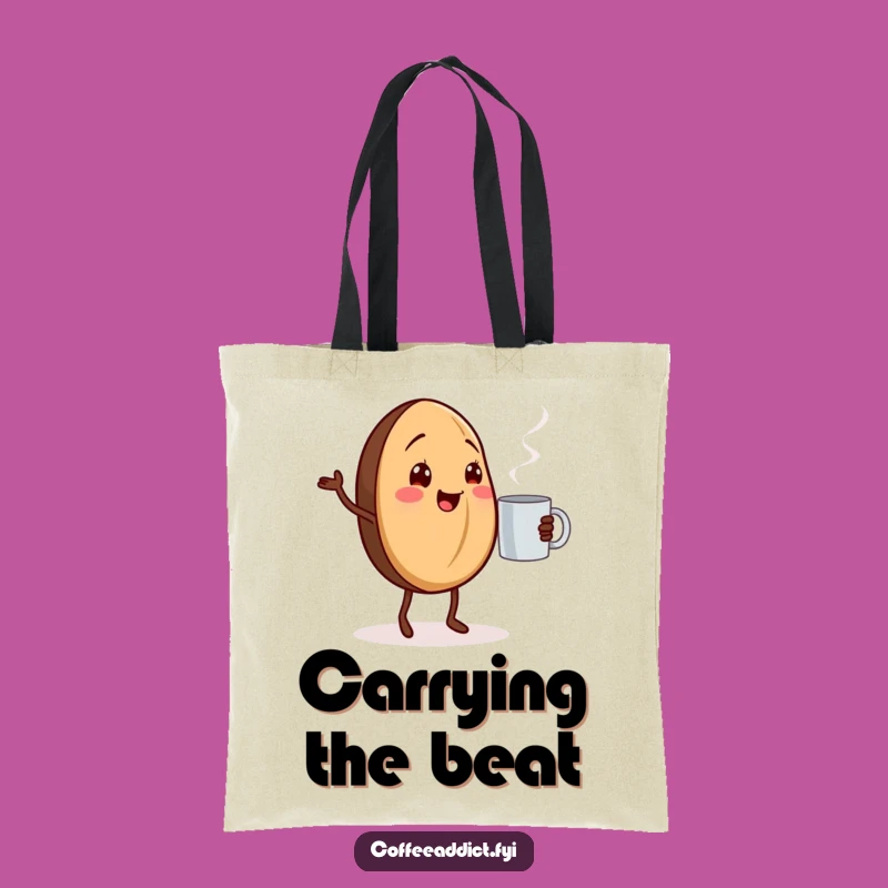 Funny Dancing Coffee Bean Tote Bag: Cheerful Coffee Lover Bag