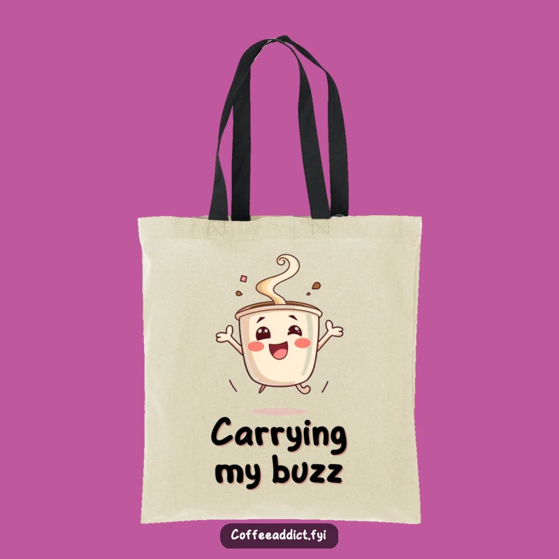 Funny Excited Coffee Cup Tote Bag: Carry Your Enthusiasm, a Cheerful Funny Gift