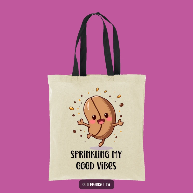 Funny Kawaii Coffee Bean Tote Bag: Energetic Somersault for Humorous Coffee Runs