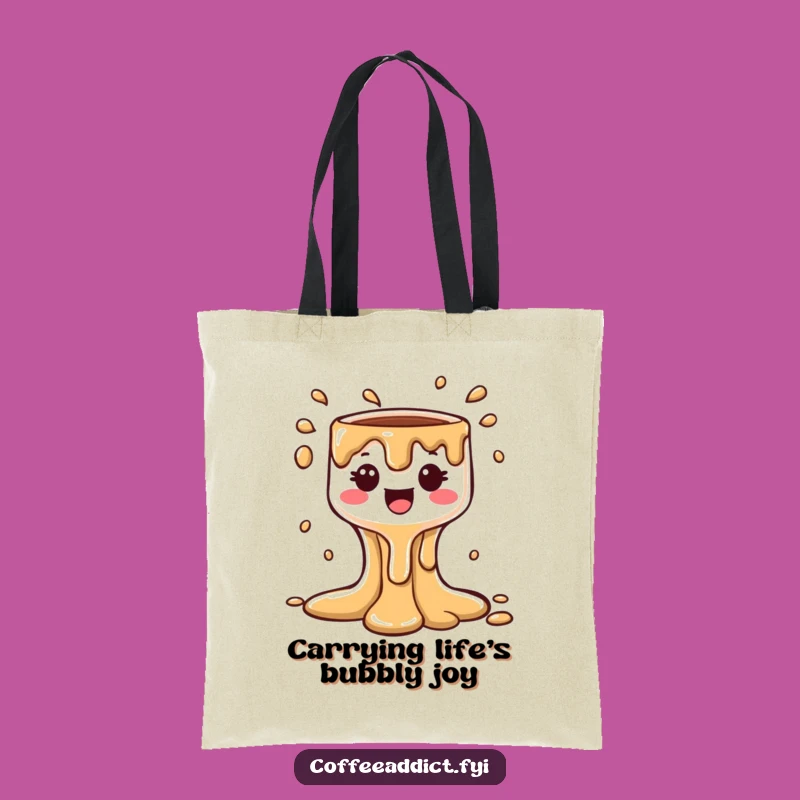 Funny Kawaii Coffee Drip Tote Bag - Bubbly Cascade Eco-Friendly Carryall