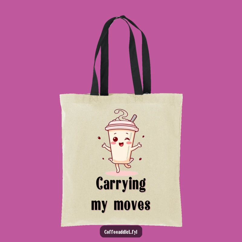 Funny Kawaii Coffee Stirrer Dancer Tote Bag, Chic Enthusiastic Gift for Shopping Lovers