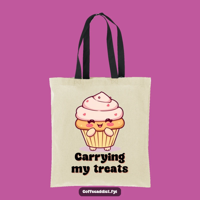 Funny Kawaii Muffin Tote Bag: Pleased Bow Carry-All for Sweet Surprises