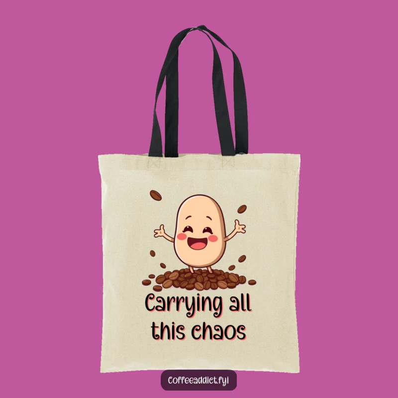 Funny Spilling Coffee Bean Tote Bag: Cute Kawaii Accessory Gift